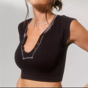 Urban Outfitters Out From Under Go for Gold Black Seamless Top size XS small